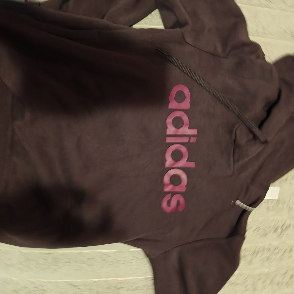 Adidas Brown Hoodie with Pink Logo